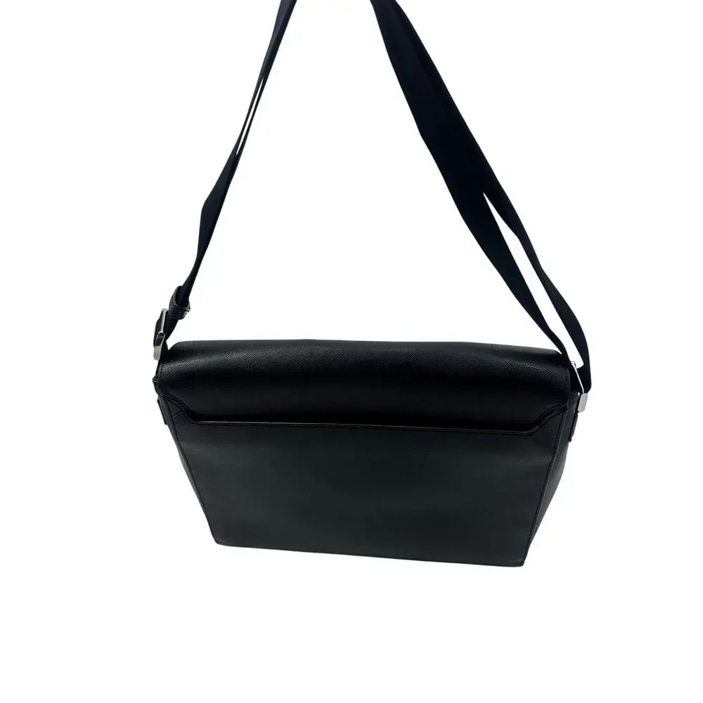 Montblanc Leather Soft Grain Meisterstück Italian Messenger Bag Black